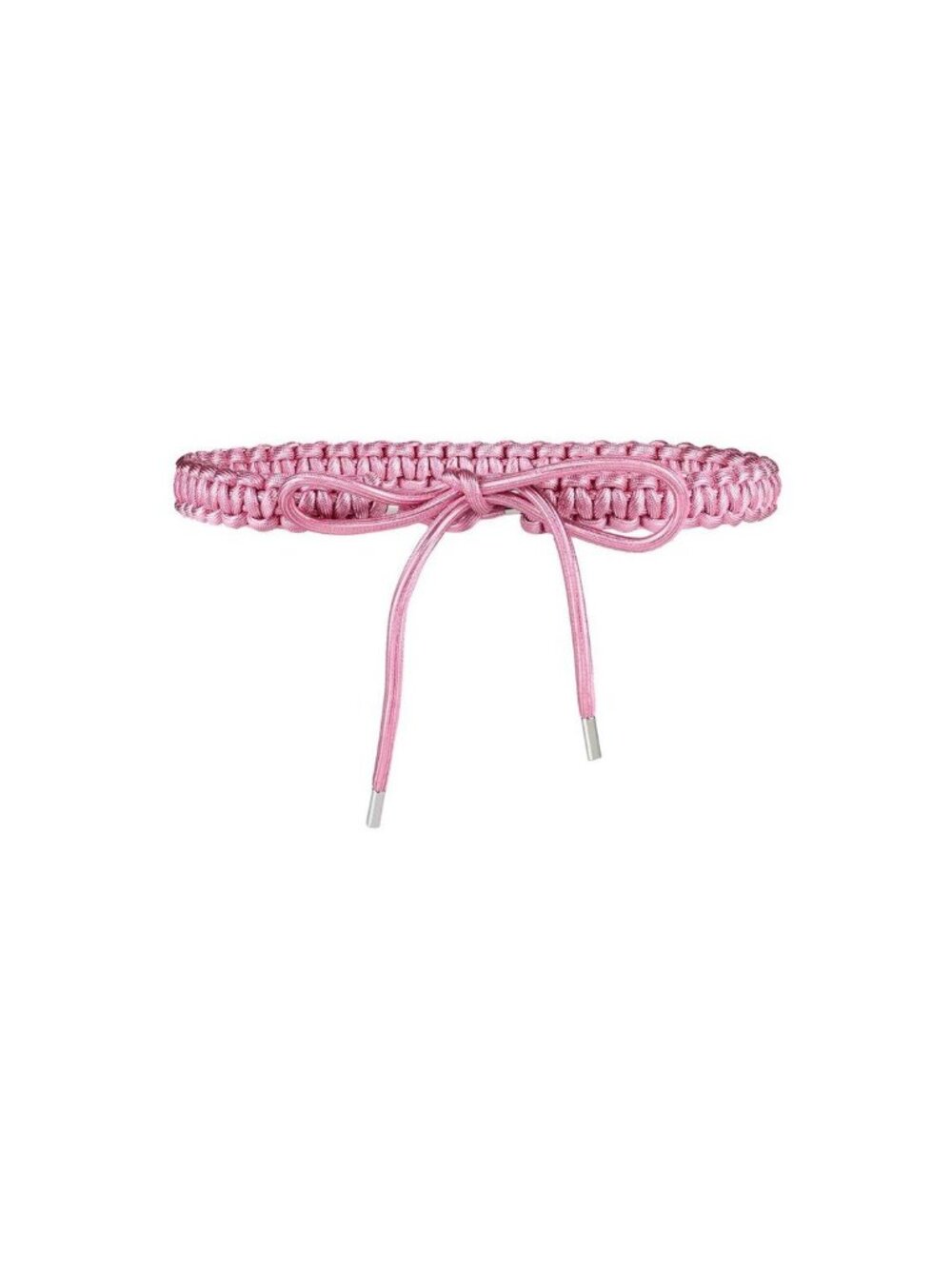 Isabel Marant Pink Braided Macramé Cord Tie Belt Silver-Tone Tips Size XS